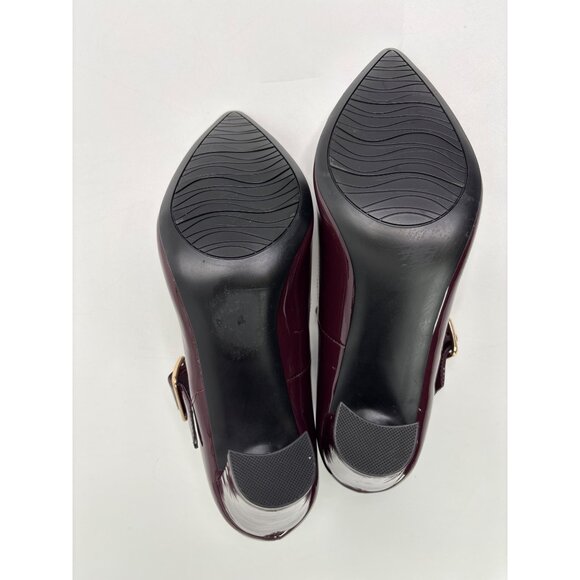Impo Terrie Mary Jane Buckle Pointy Toe Block Heels Burgundy Wine Red Sz 11 - Picture 7 of 7
